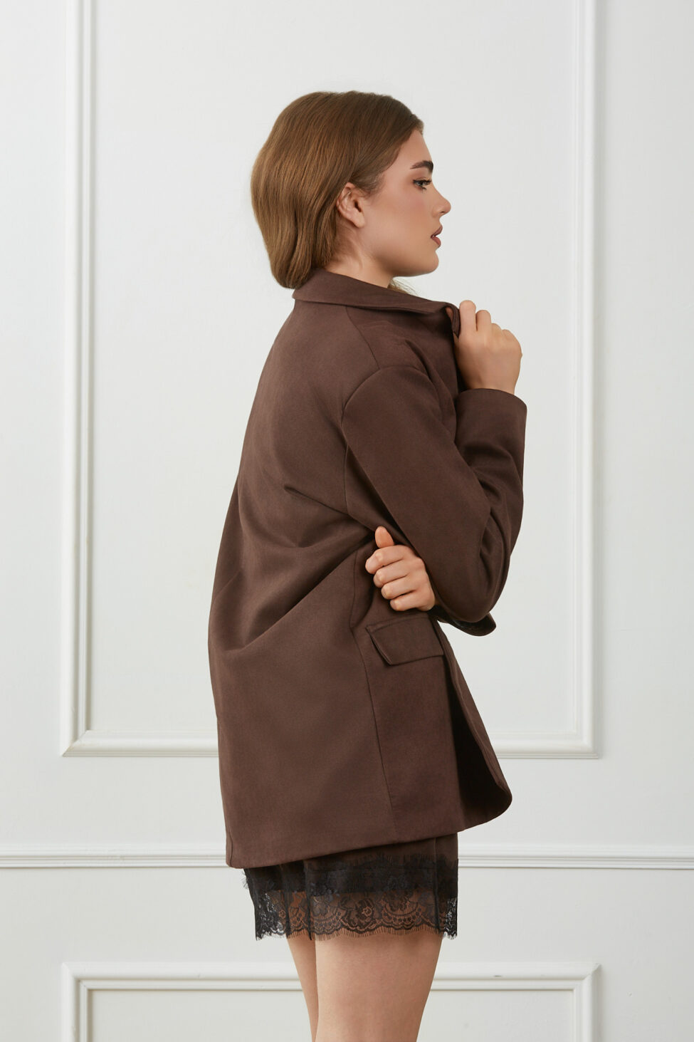 Ellene Σακάκι Σουέτ καφέ - Image 8