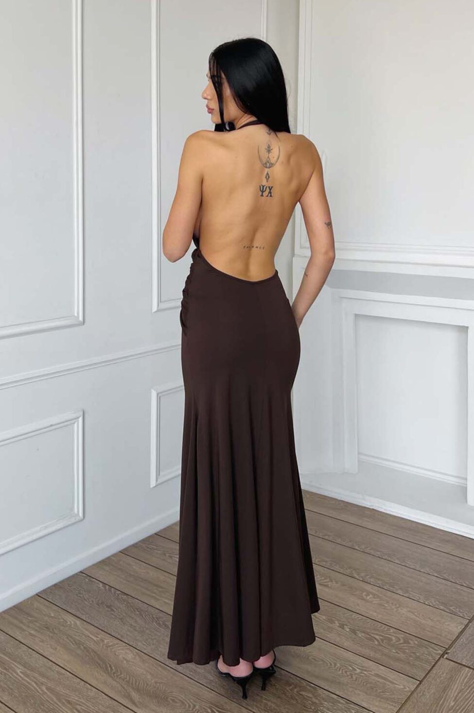 Ethereal μάξι φόρεμα καφέ - Image 3