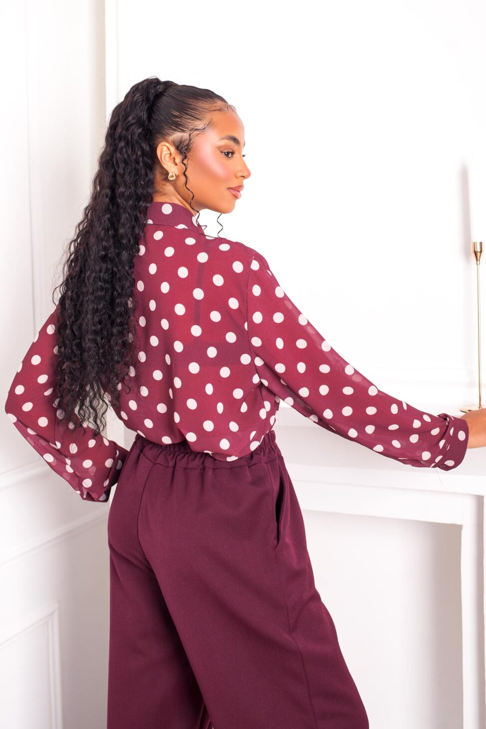 Evonne πουκάμισο πουά μπορντό - Image 3