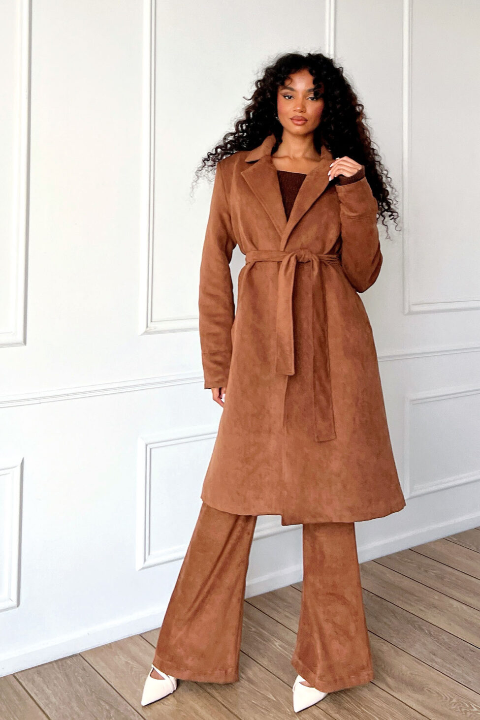 Florent παλτό σουέντ κάμελ - Image 3