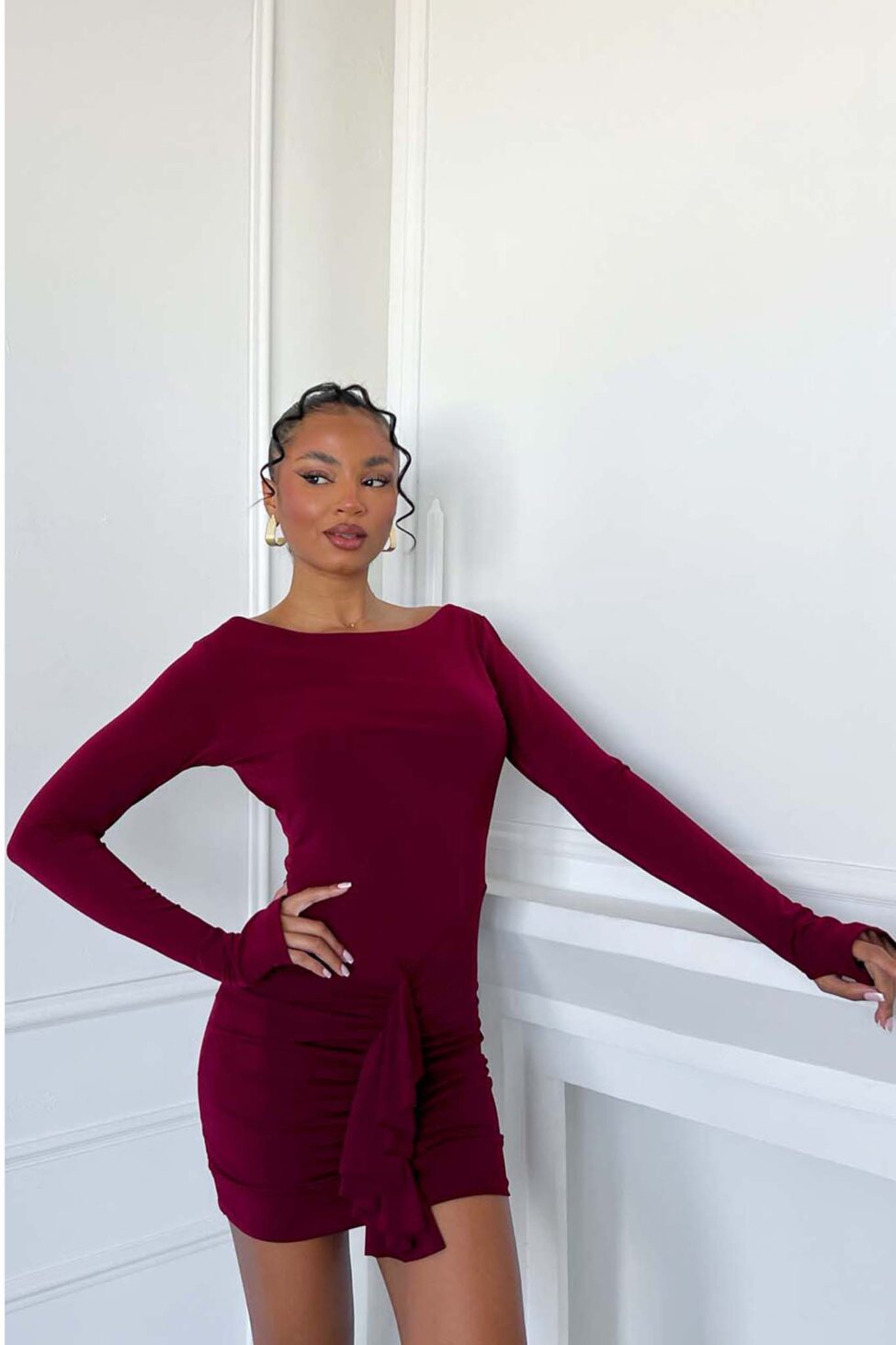 Gionela Φόρεμα Mini Εξώπλατο μπορντό - Image 2