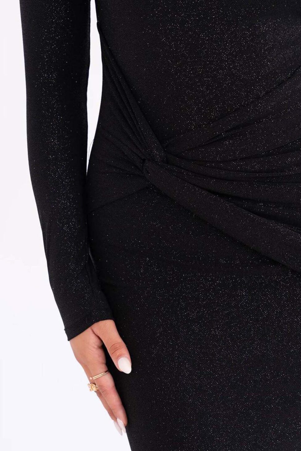 Glow μάξι φόρεμα με glitter μαύρο - Image 2