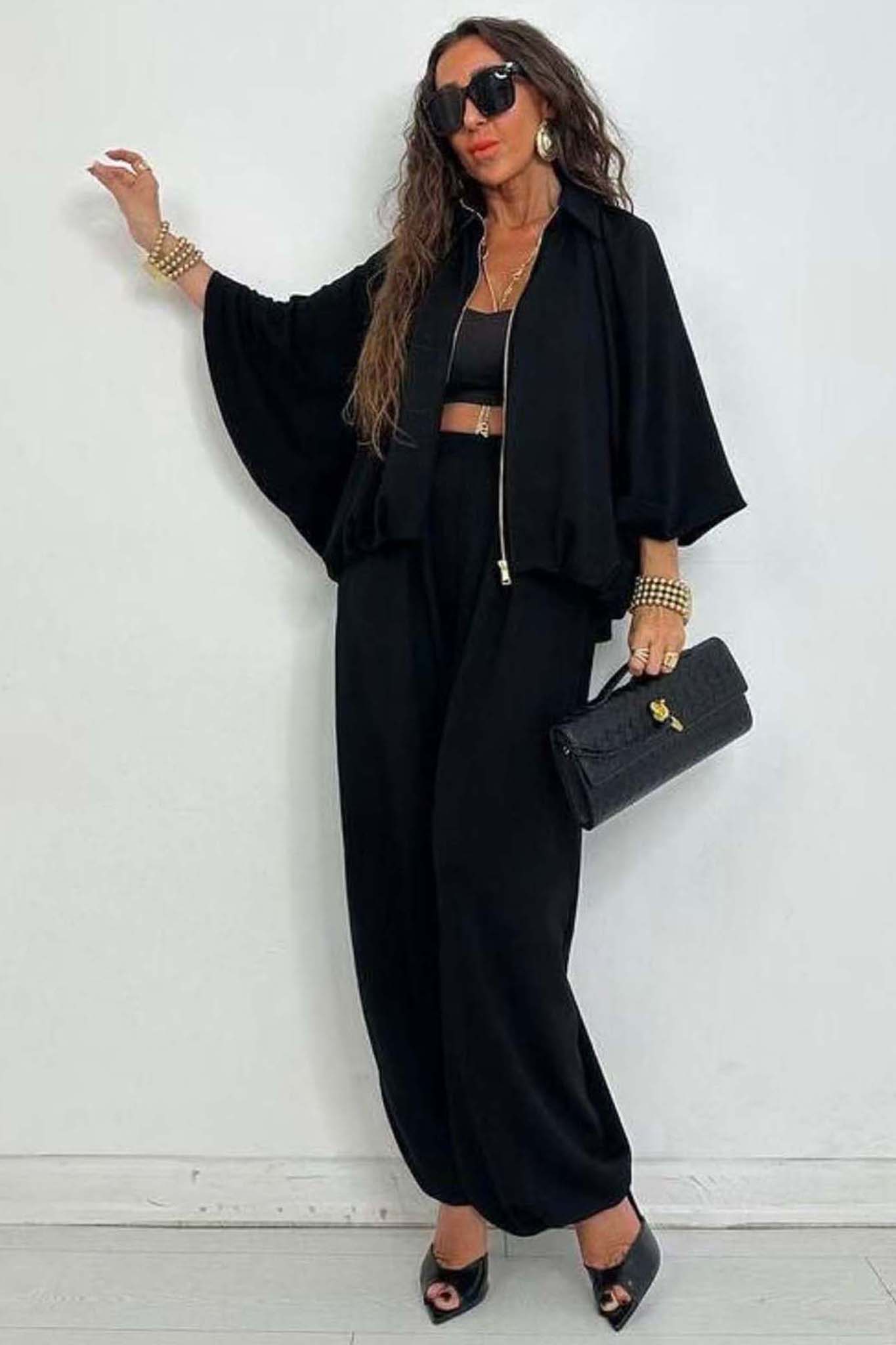 Hansel Σετ Παντελόνι Ζακέτα μαύρο Hansel Σετ Παντελόνι Ζακέτα μαύρο - Image 1