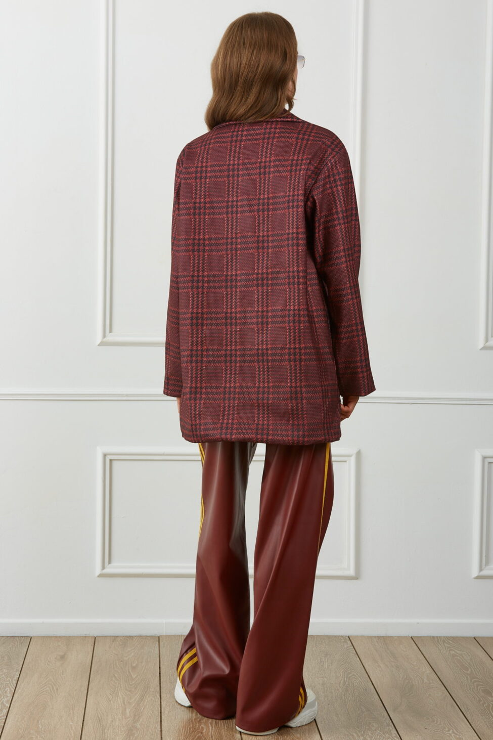 Herbal σακάκι καρό μπορντό - Image 3