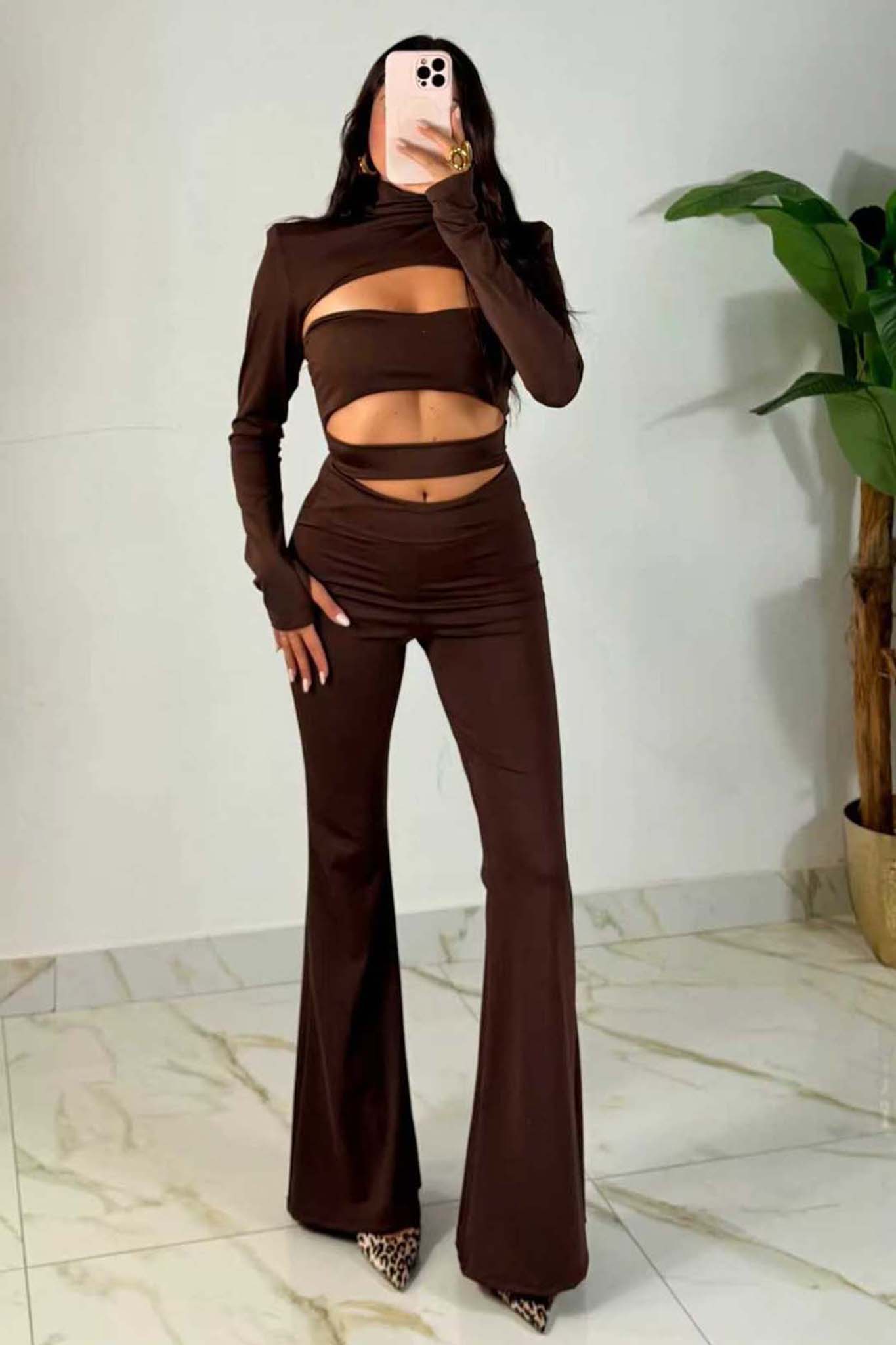 Huaso ολόσωμη φόρμα cut out καφέ Huaso ολόσωμη φόρμα cut out καφέ - Image 1