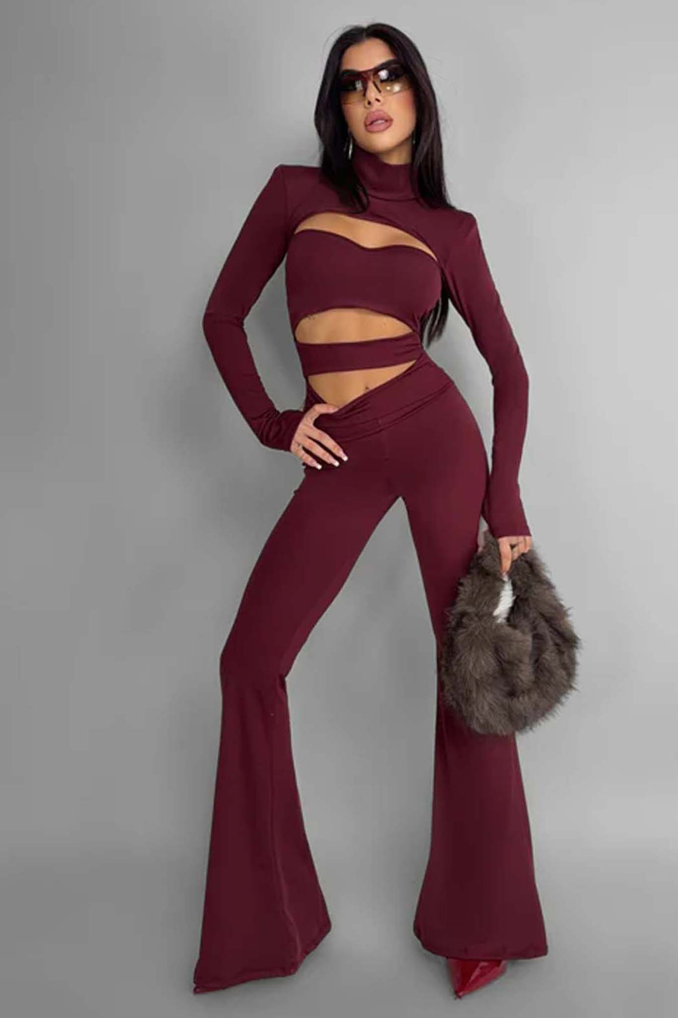 Huaso ολόσωμη φόρμα cut out μπορντό Huaso ολόσωμη φόρμα cut out μπορντό - Image 1