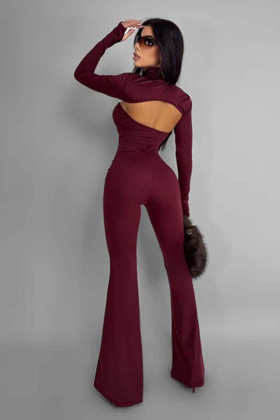 Huaso ολόσωμη φόρμα cut out μπορντό - Image 2