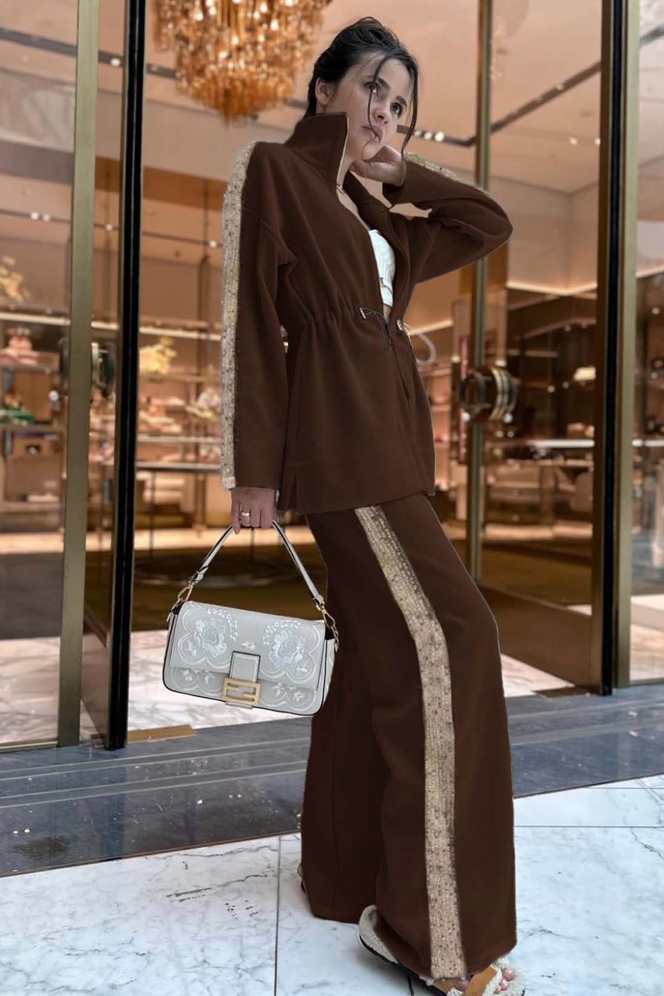 Idole Σετ Φόρμας Με Παγέτα καφέ Idole Σετ Φόρμας Με Παγέτα καφέ - Image 1