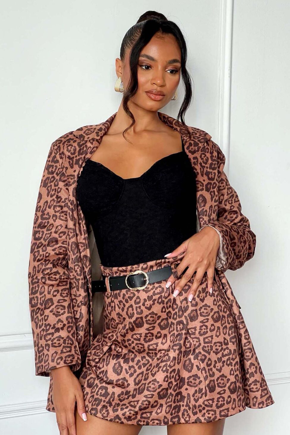 Jalapeno σετ σακάκι σορτς animal print - Image 2