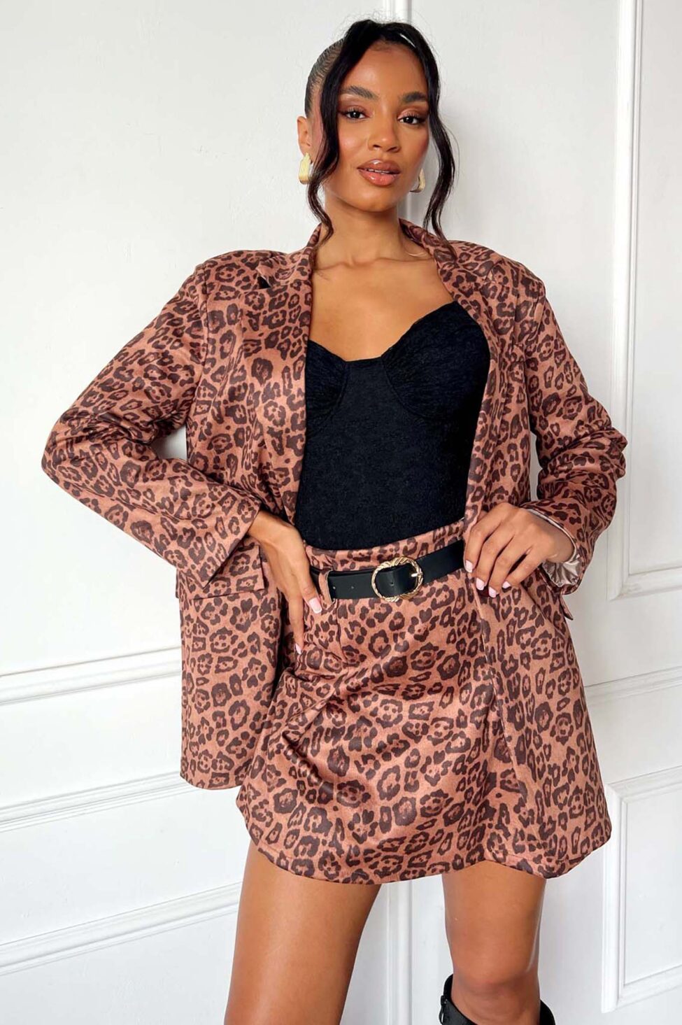 Jalapeno σετ σακάκι σορτς animal print - Image 4