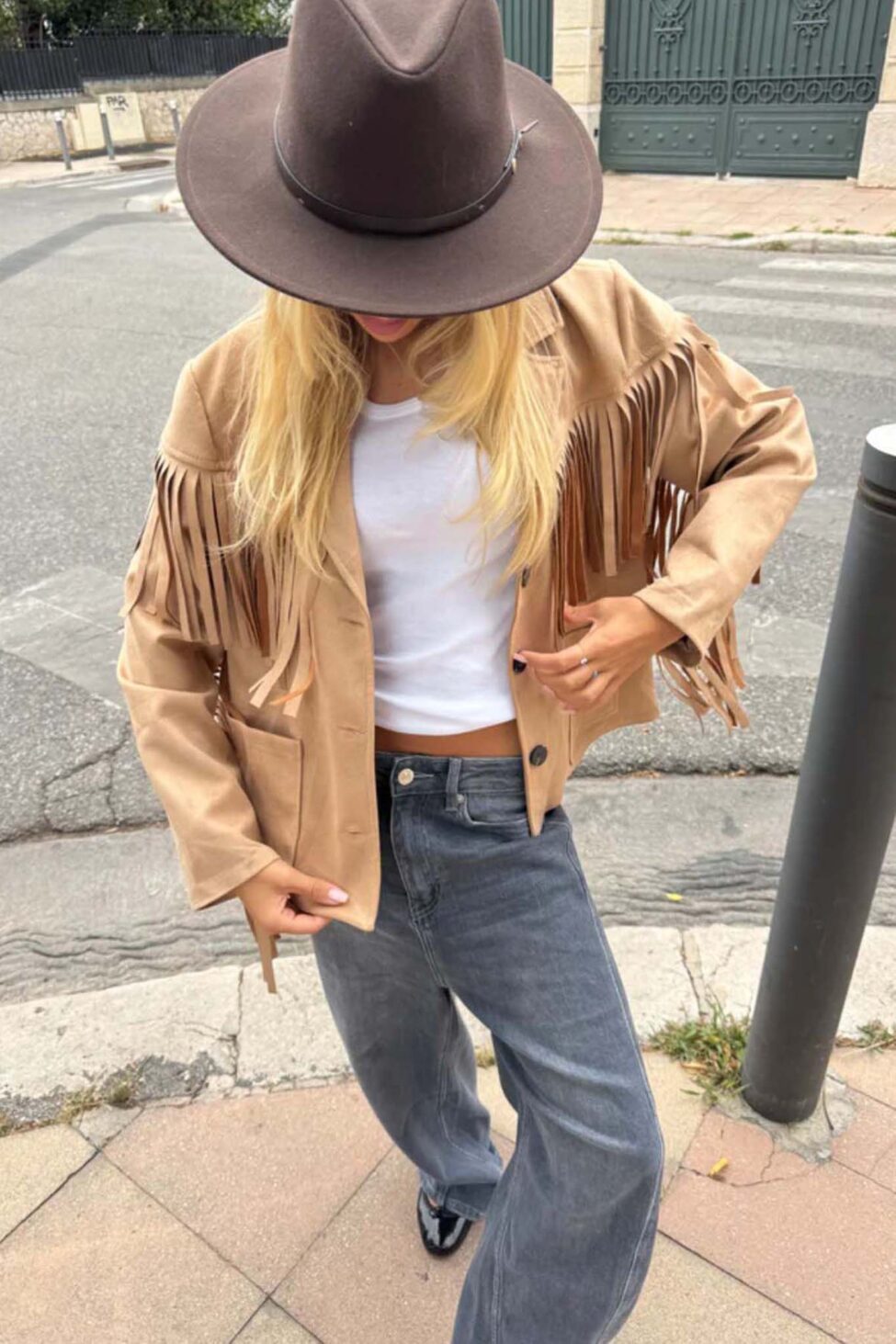 Jayden τζάκετ με κρόσια μπεζ - Image 3