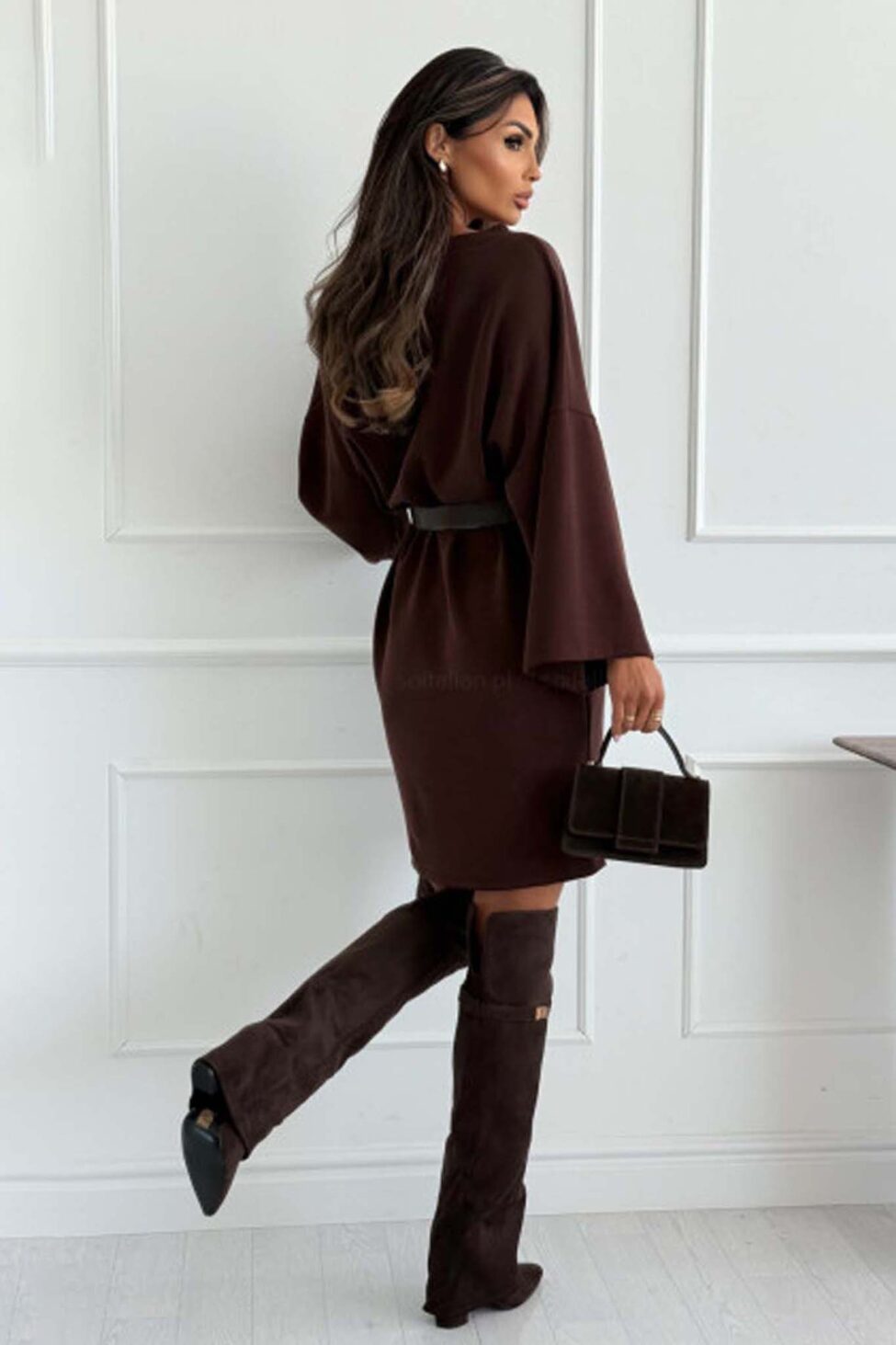 Kanna Φόρεμα Μίνι Με Ζώνη καφέ - Image 2