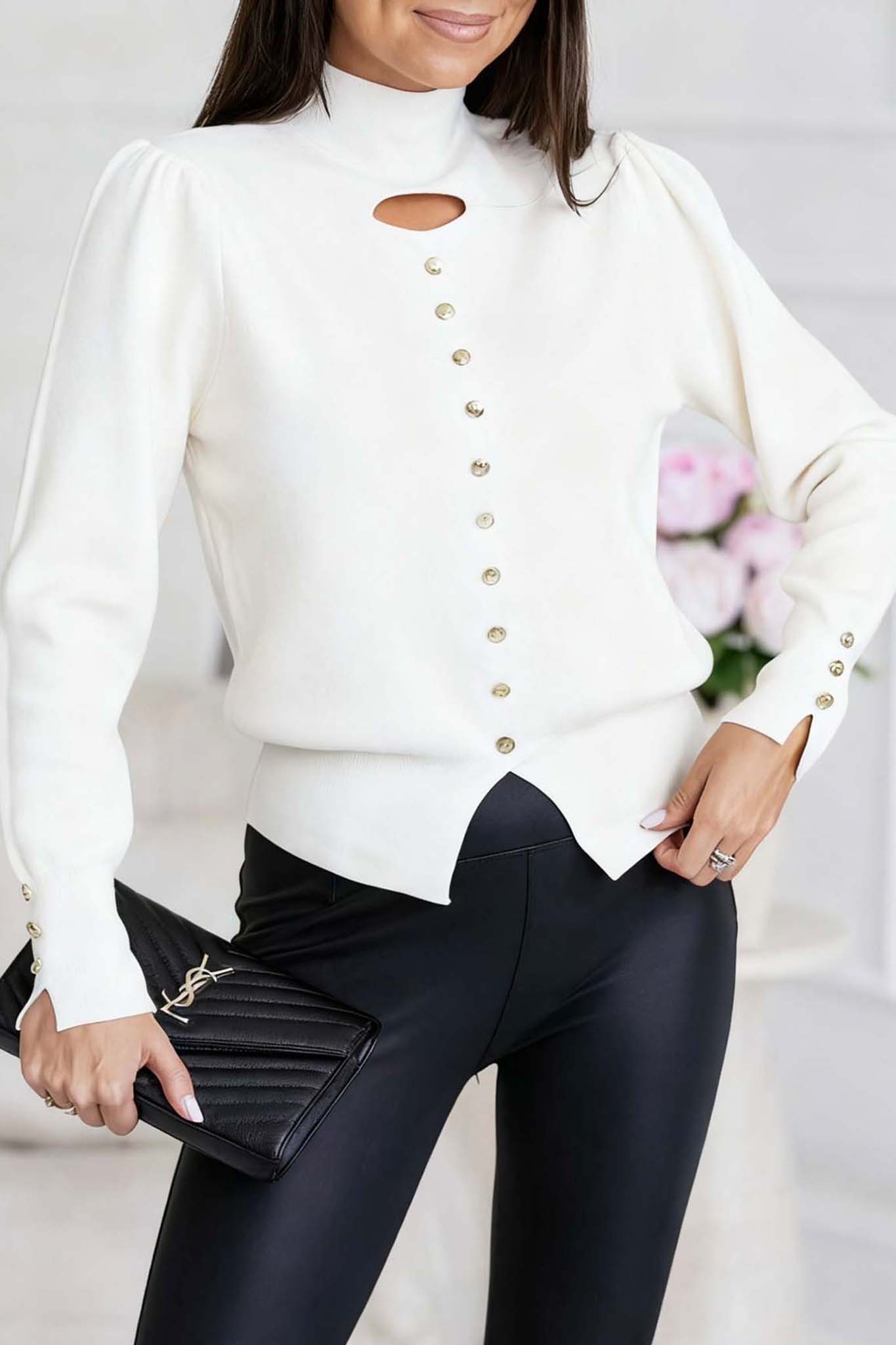 Leonce Πλεκτή Μακρυμάνικη Μπλούζα λευκό Leonce Πλεκτή Μακρυμάνικη Μπλούζα λευκό - Image 1