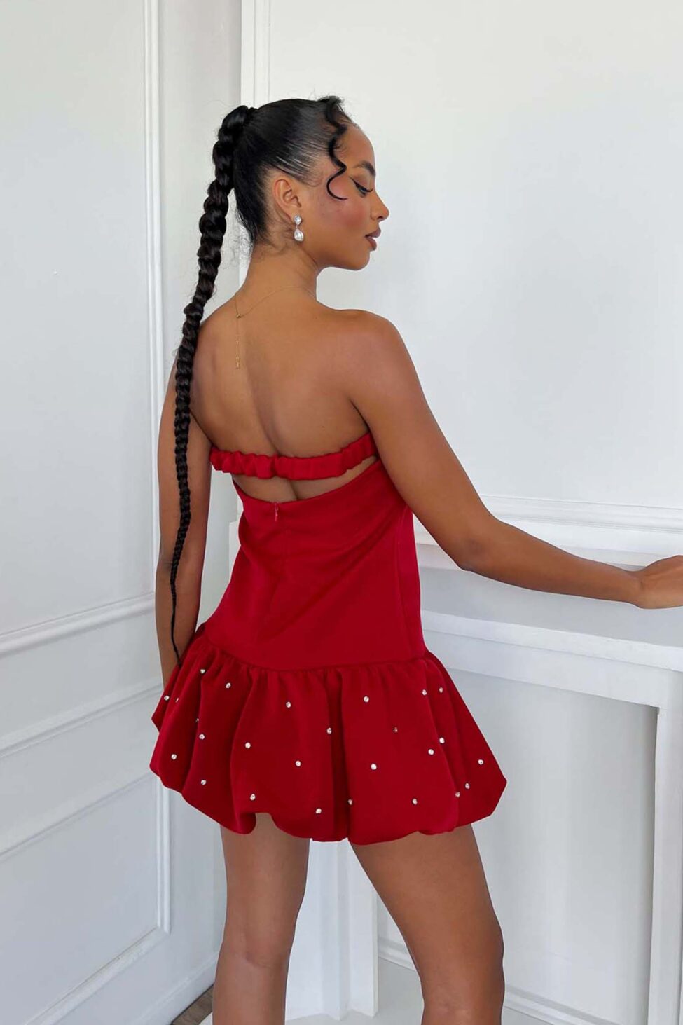 Madame Φόρεμα Mini Με Στρας κόκκινο - Image 3