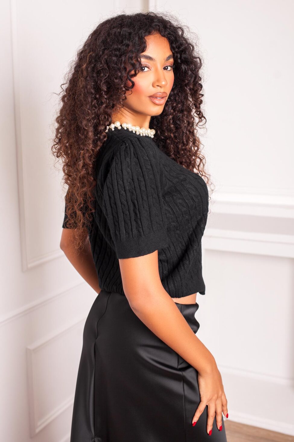 Margarita Πλεκτή Μπλούζα μαύρο - Image 3