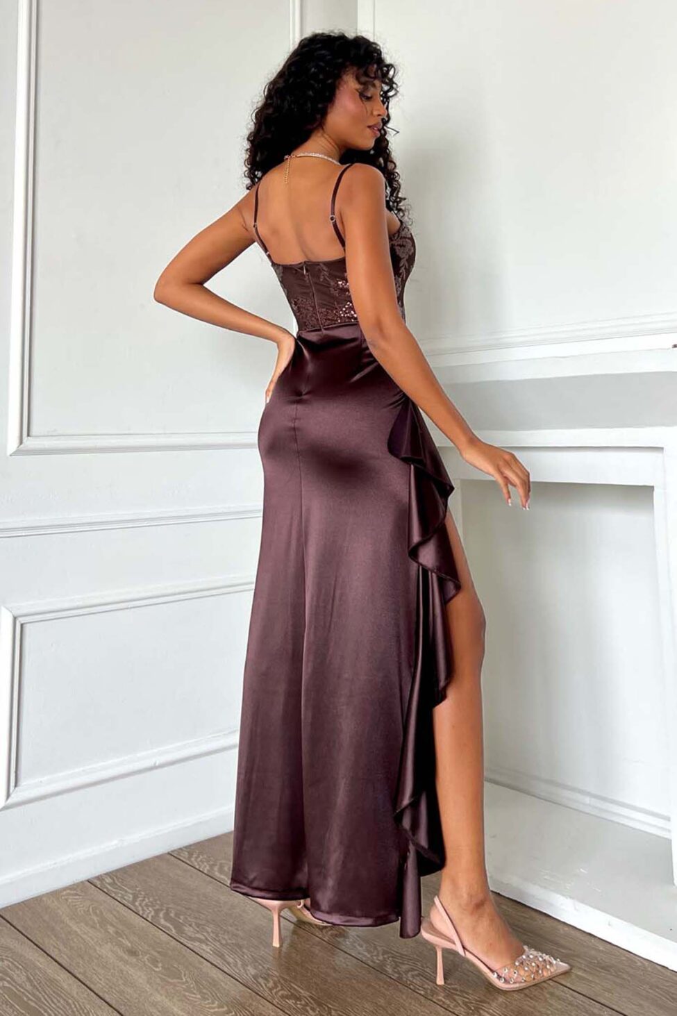 Marisa μάξι φόρεμα καφέ - Image 4