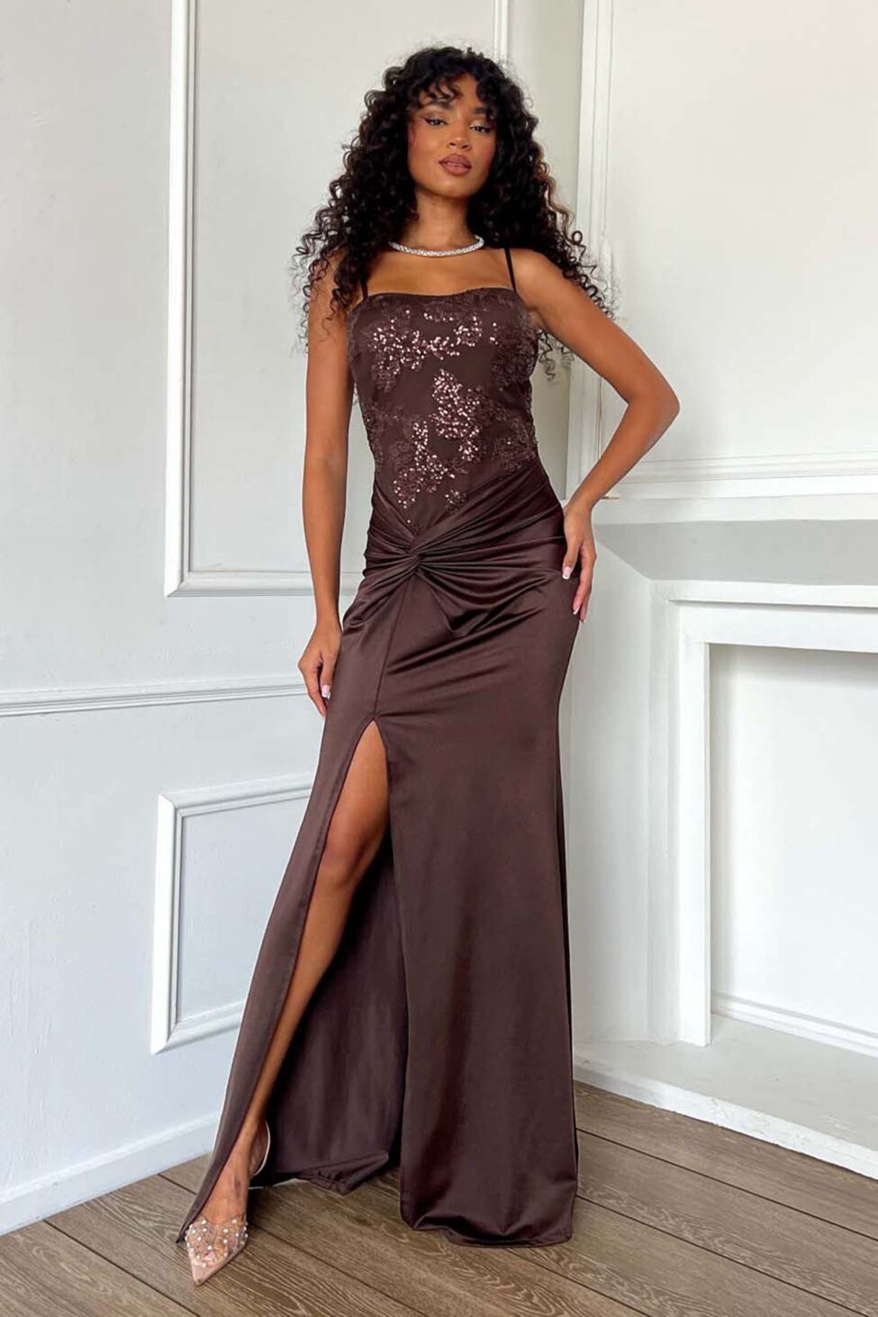 Marisa μάξι φόρεμα καφέ - Image 8