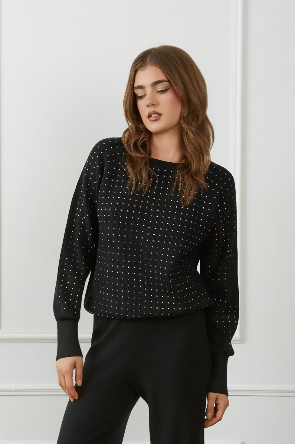 Melira Σετ Πλεκτή Φόρμα Με Στρας μαύρο - Image 2