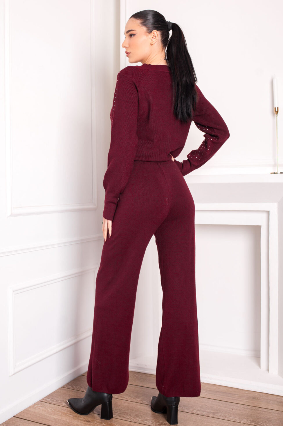 Melira Σετ Πλεκτή Φόρμα Με Στρας μπορντό - Image 3