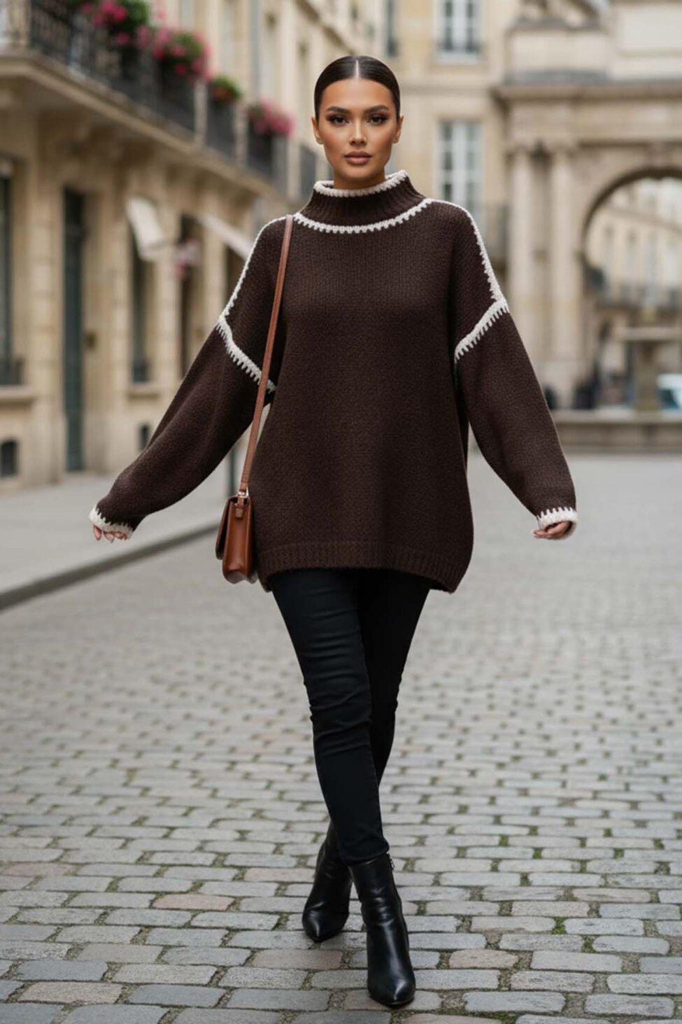 Meren Πλεκτή Μπλούζα καφέ - Image 2