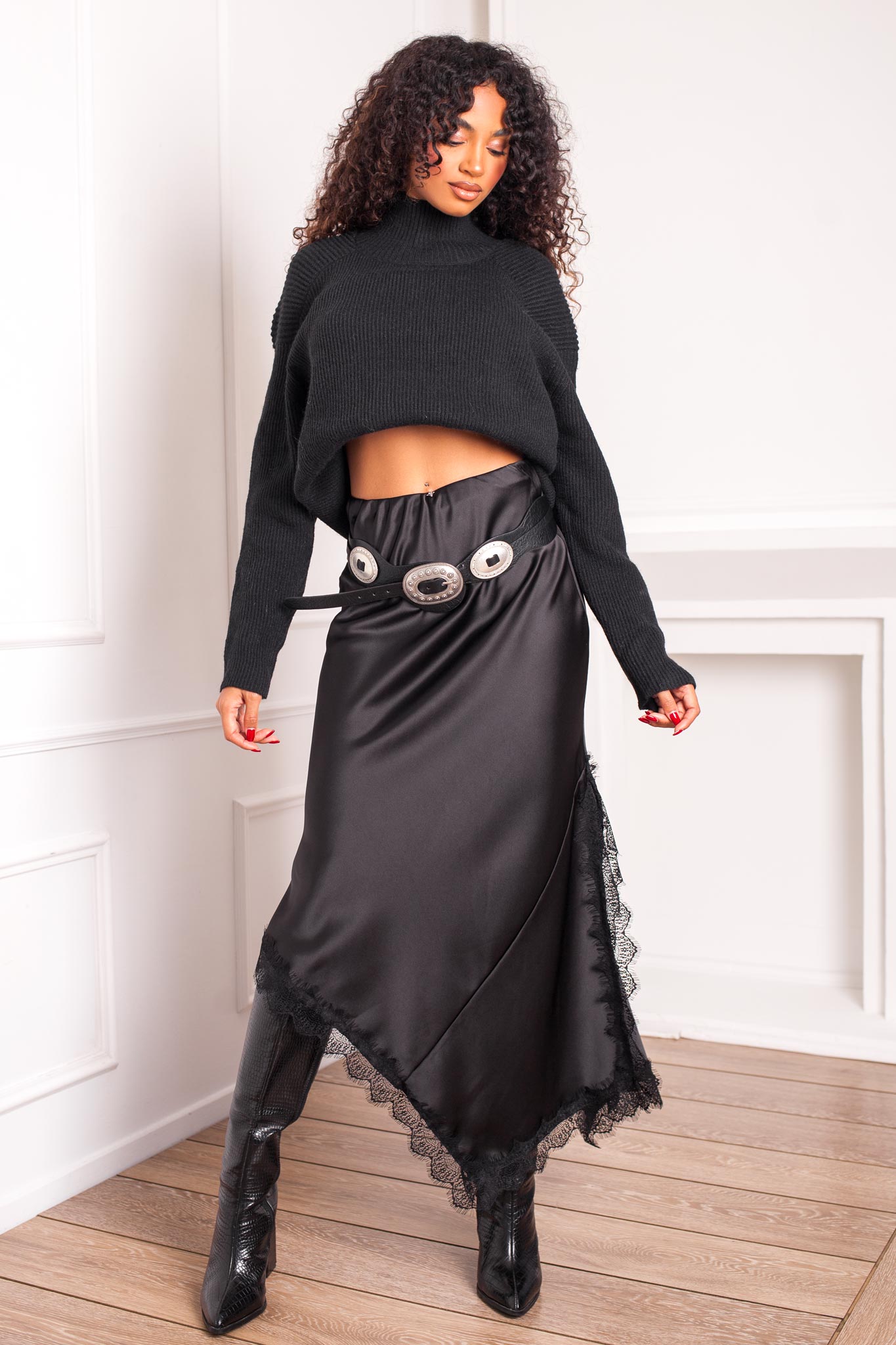 Merilyn Φούστα Σατέν μαύρο Merilyn Φούστα Σατέν μαύρο - Image 1