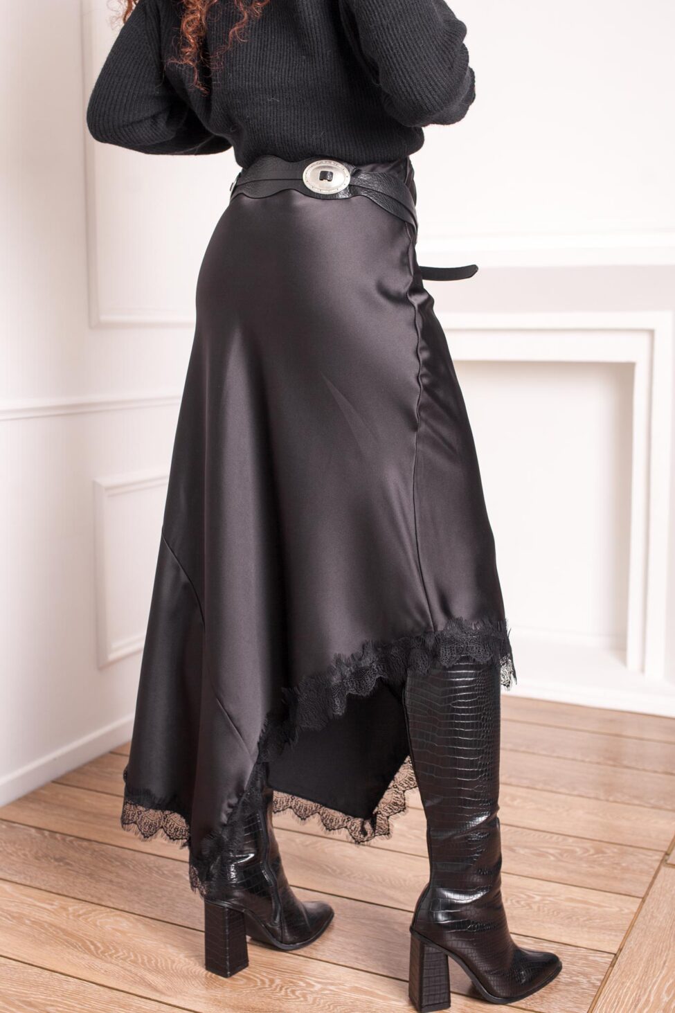 Merilyn Φούστα Σατέν μαύρο - Image 2