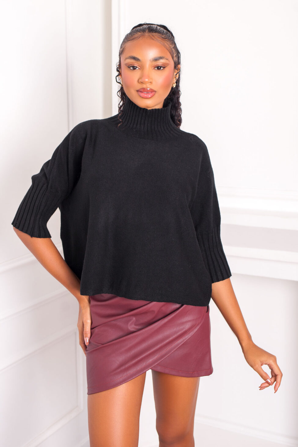 Methoni πλεκτή μπλούζα μαύρο - Image 2