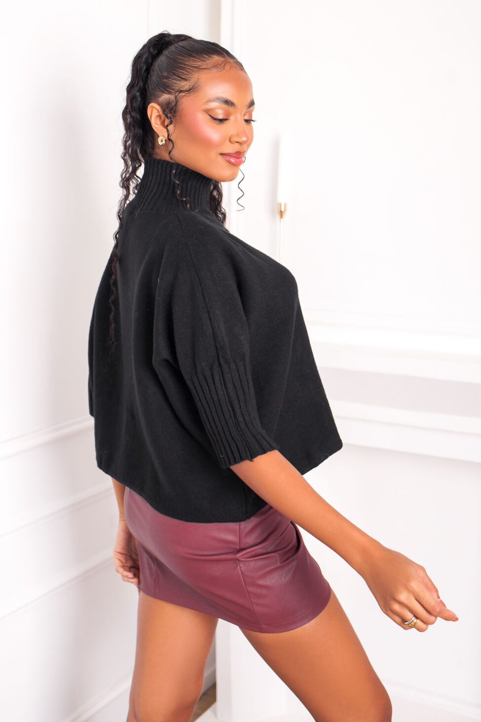 Methoni πλεκτή μπλούζα μαύρο - Image 3