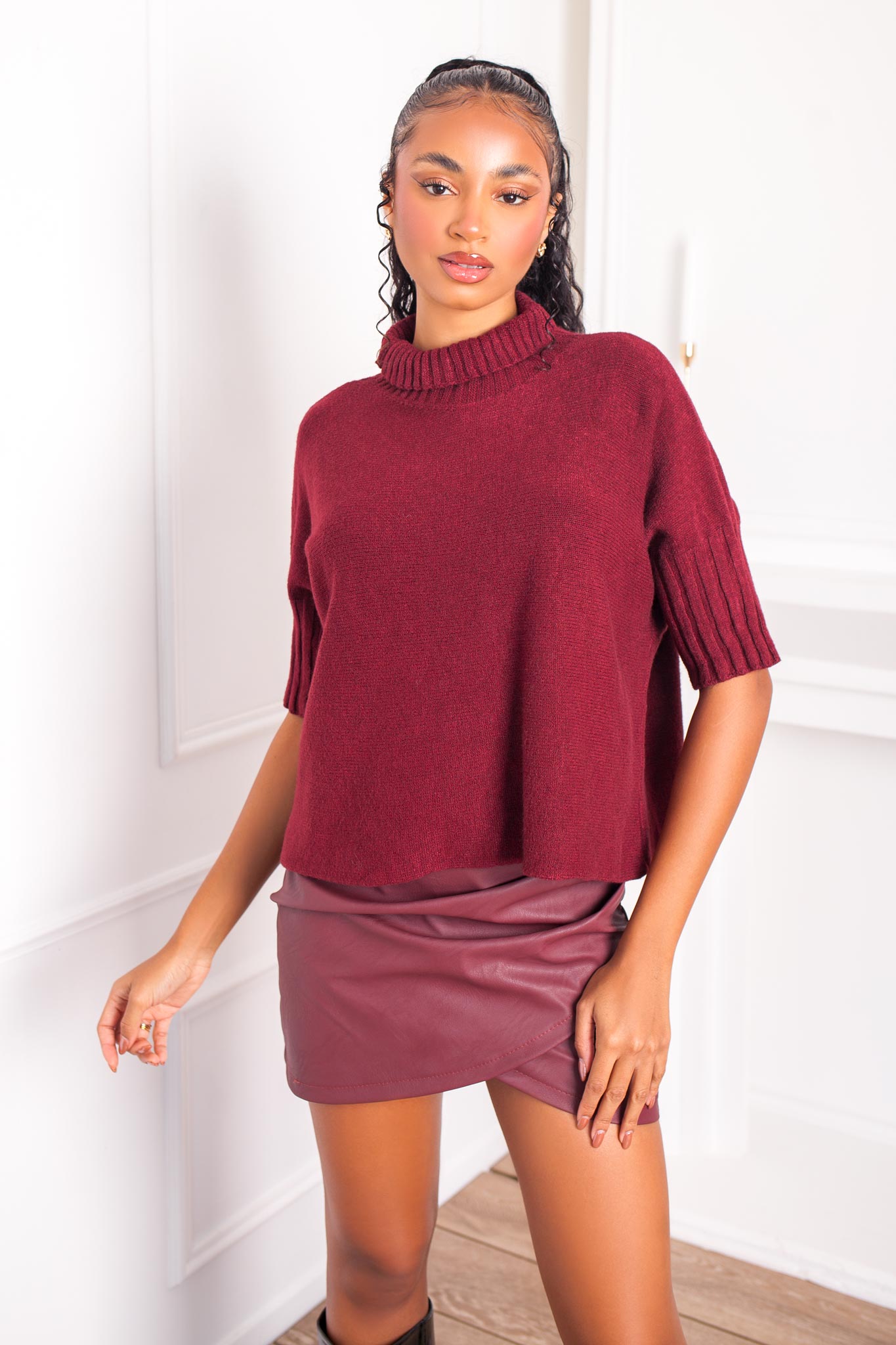 Methoni πλεκτή μπλούζα μπορντό Methoni πλεκτή μπλούζα μπορντό - Image 1