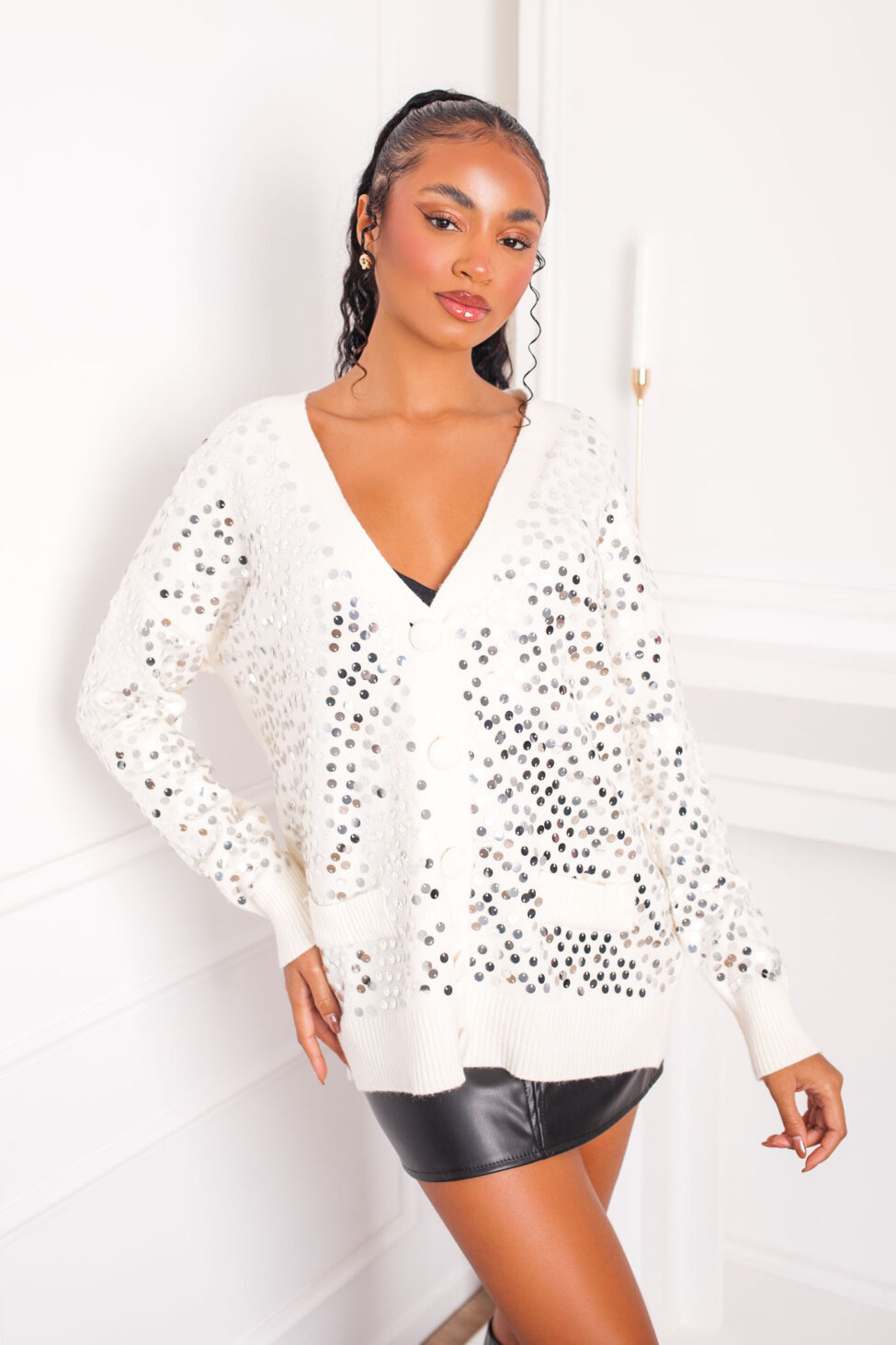 Miguel ζακέτα με παγιέτες εκρού - Image 2