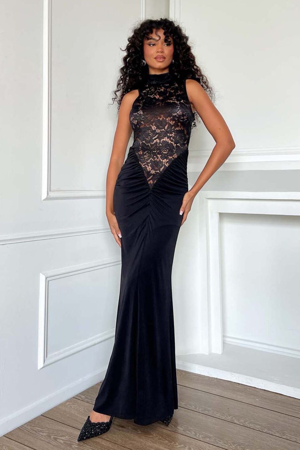 Morea Φόρεμα Μάξι Με Δαντέλα μαύρο - Image 2