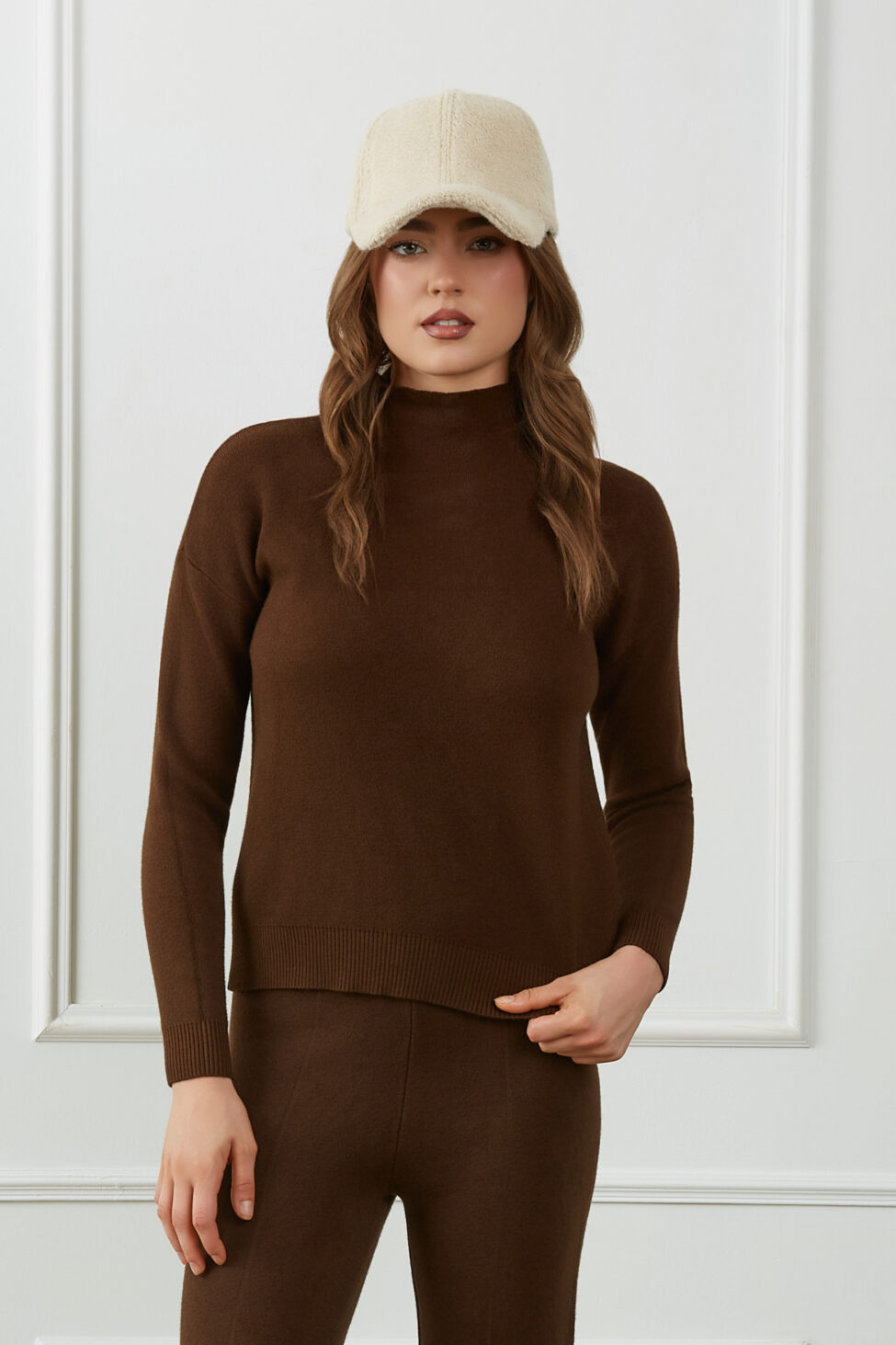 Orinele Πλεκτό Σετ Μπλούζα Παντελόνι καφέ - Image 2