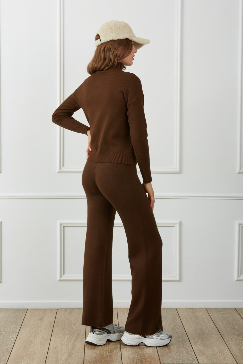 Orinele Πλεκτό Σετ Μπλούζα Παντελόνι καφέ - Image 4