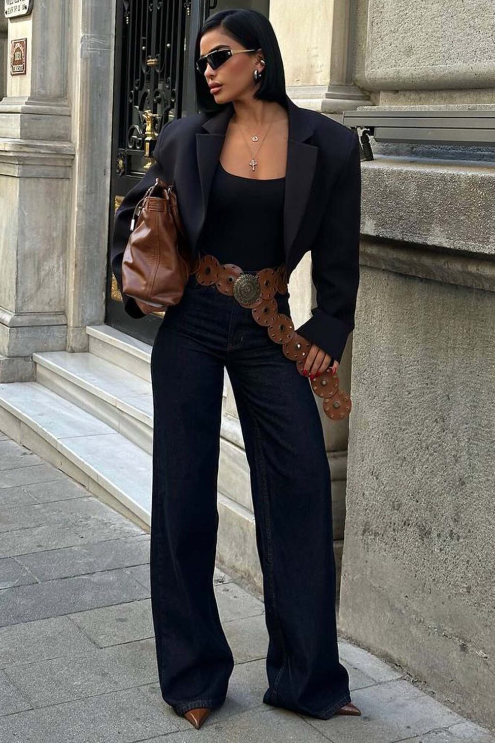 Pocahontas τζιν παντελόνι με ζώνη μπλε σκούρο - Image 4