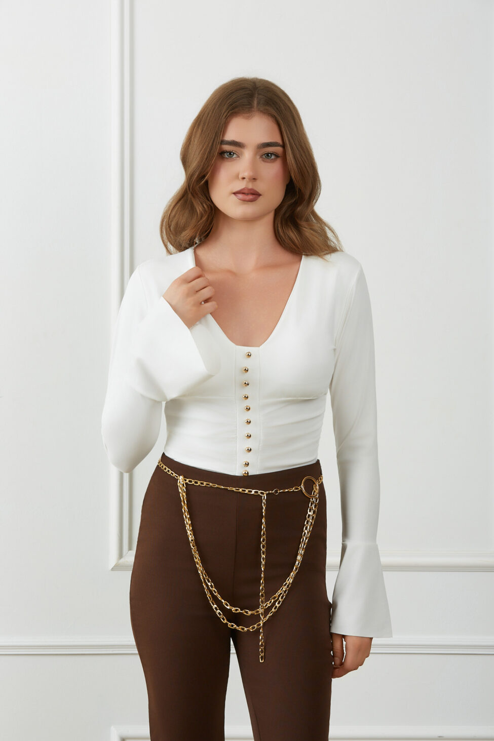 Poppins ελαστικό κορμάκι λευκό - Image 5