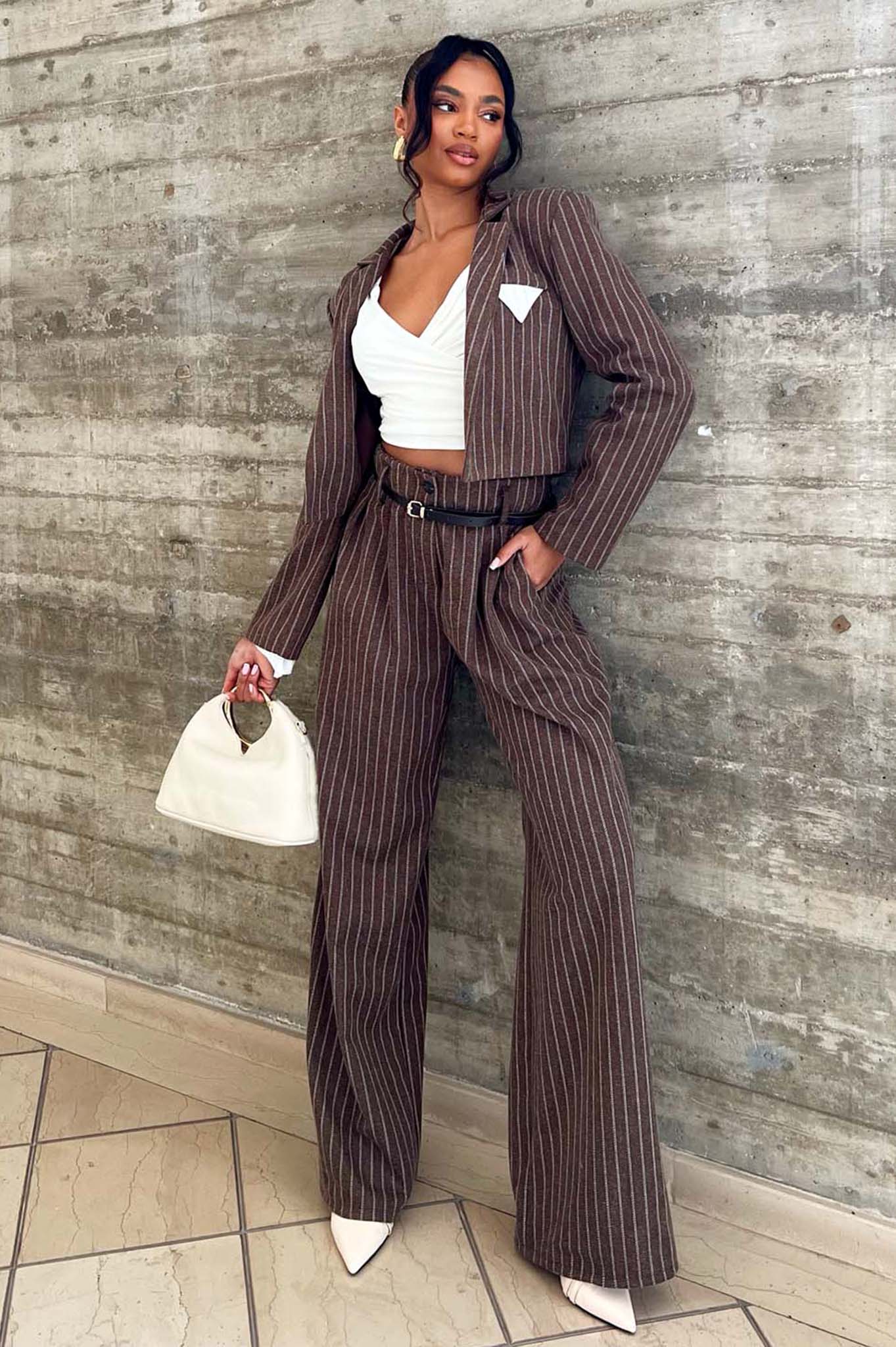 Quell Σετ Σακάκι Παντελόνι καφέ Quell Σετ Σακάκι Παντελόνι καφέ - Image 1