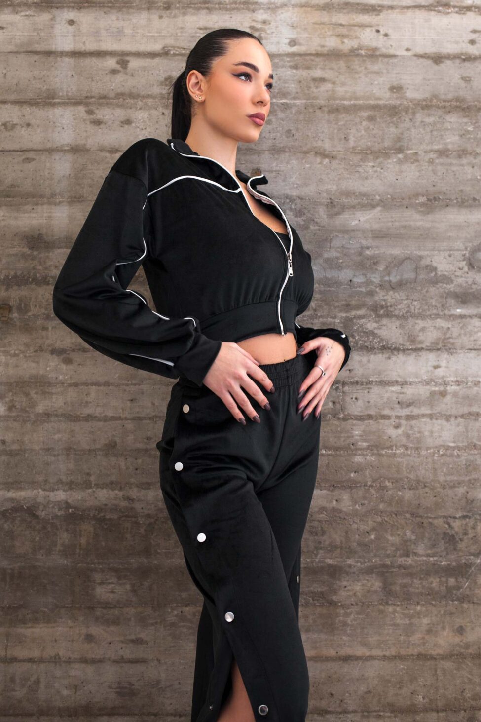 Second σετ ζακέτα τοπ παντελόνι μαύρο - Image 2