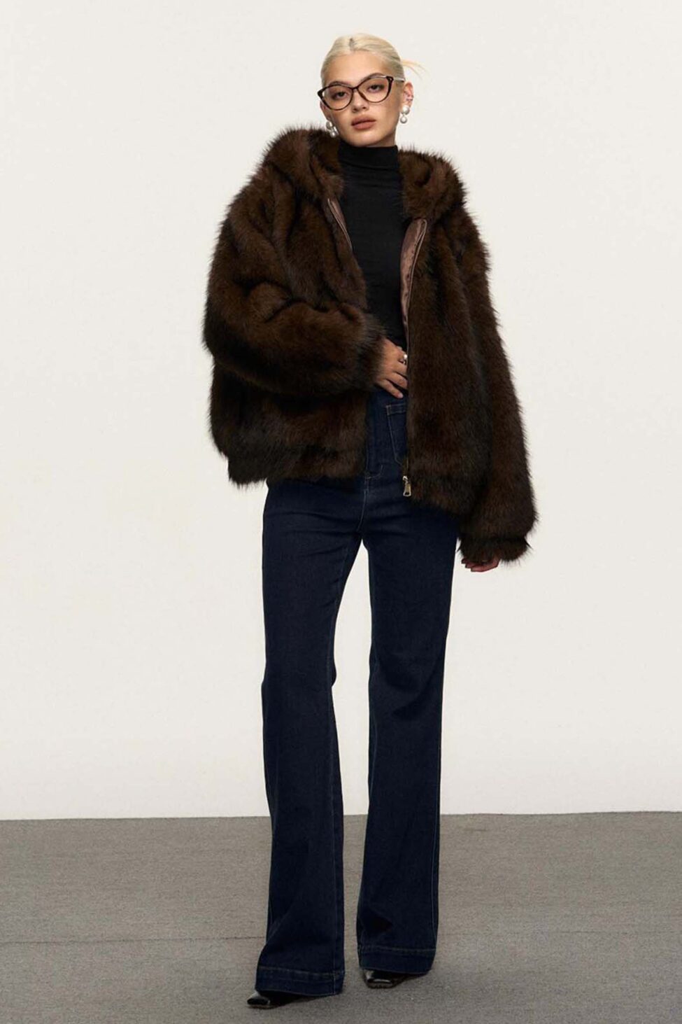 Sibelle Κοντή Οικολογική Γούνα καφέ - Image 2