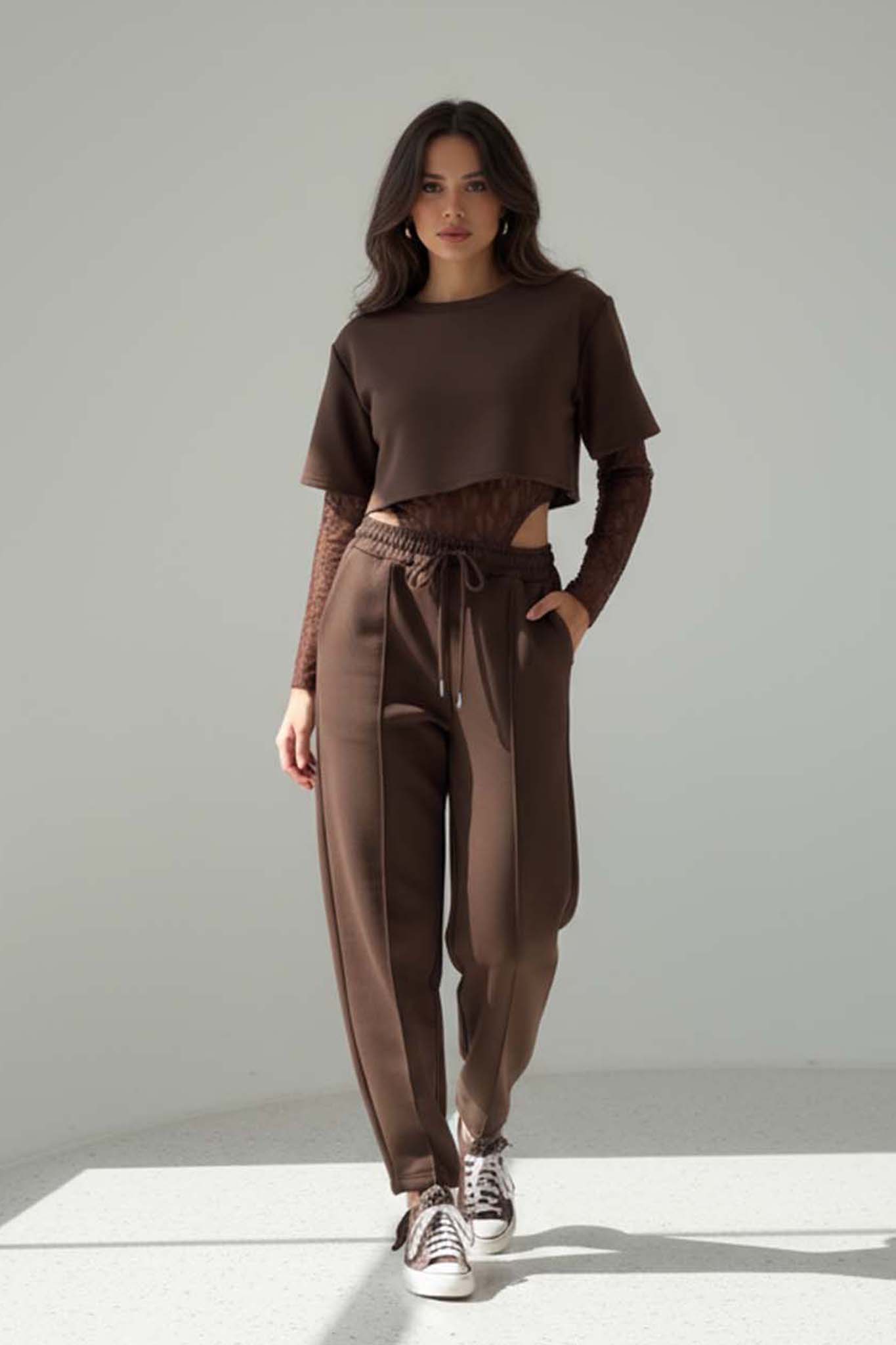 Silen Σετ Φούτερ Φόρμα καφέ Silen Σετ Φούτερ Φόρμα καφέ - Image 1