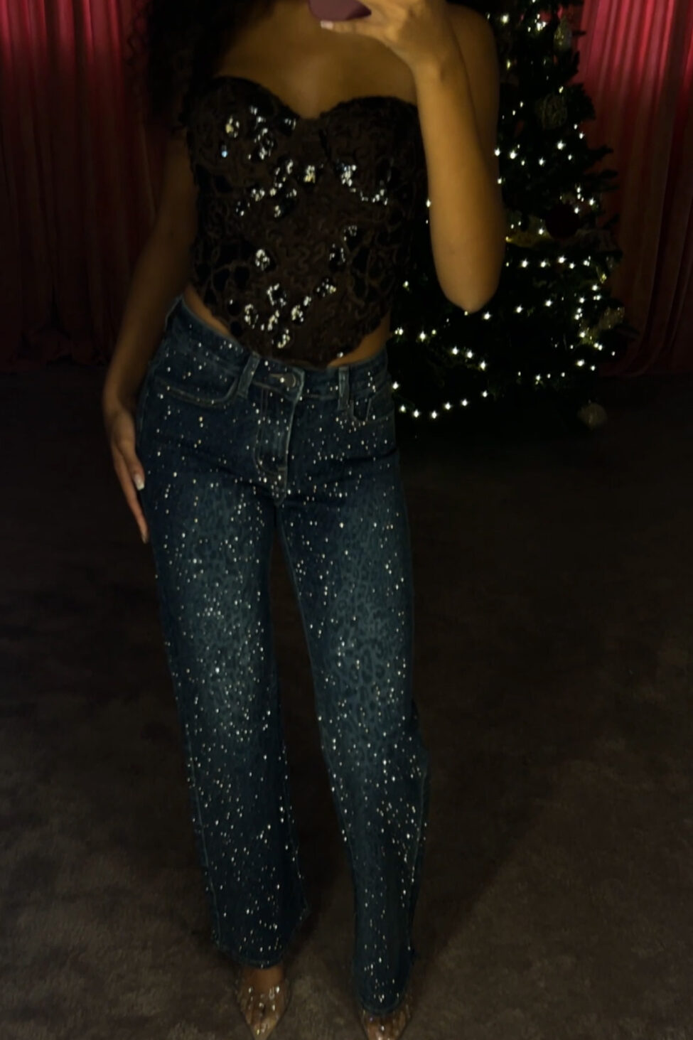 Skims τζιν παντελόνι με στρας μπλε - Image 3