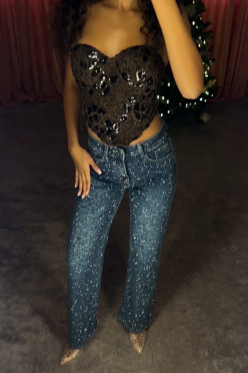 Skims τζιν παντελόνι με στρας μπλε - Image 2