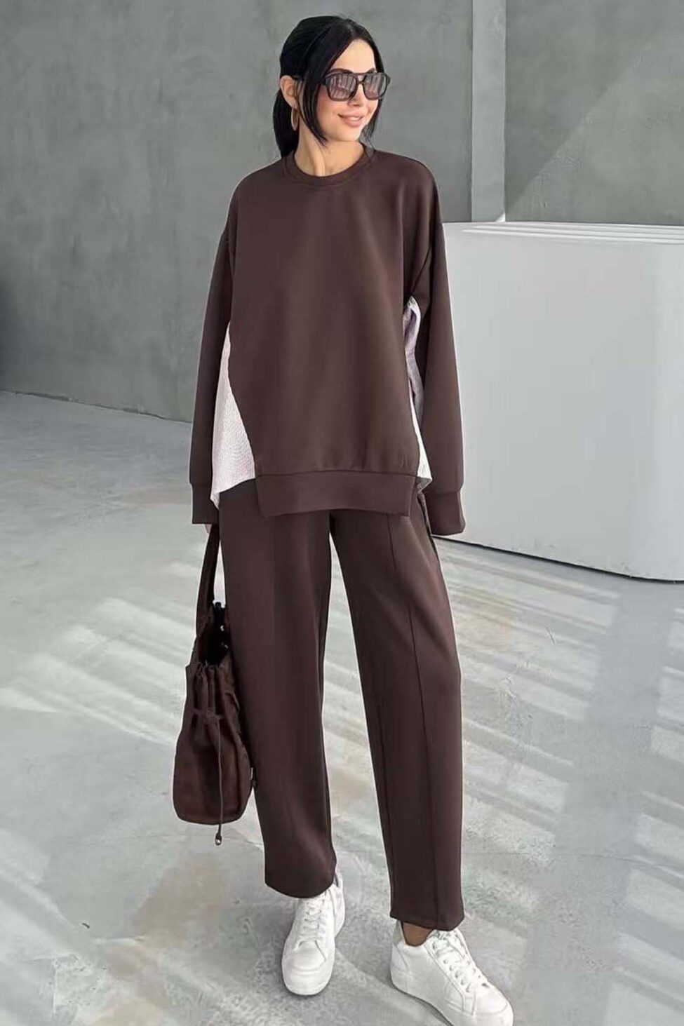 Skull σετ φόρμα φούτερ καφέ - Image 2