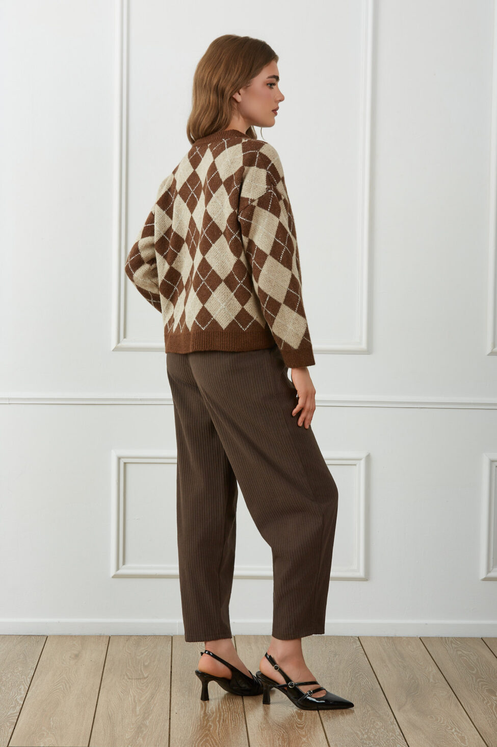 Vallerie Παντελόνι Κοτλέ Με Ζώνη καφέ - Image 3