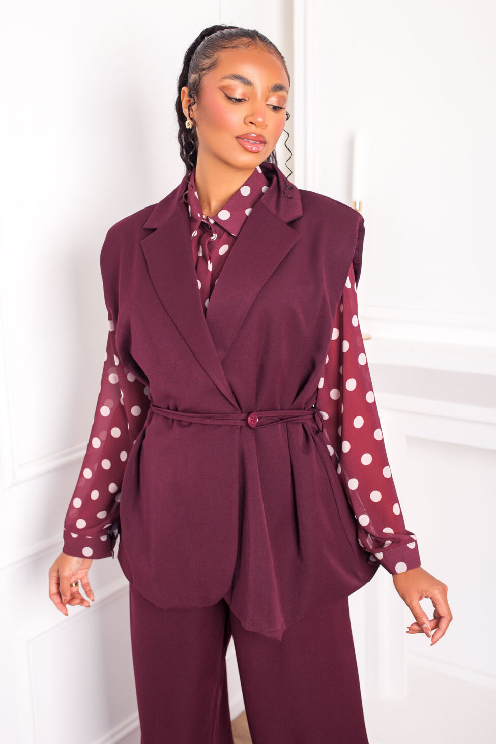 Vance σετ γιλεκο παντελόνι μπορντό - Image 2