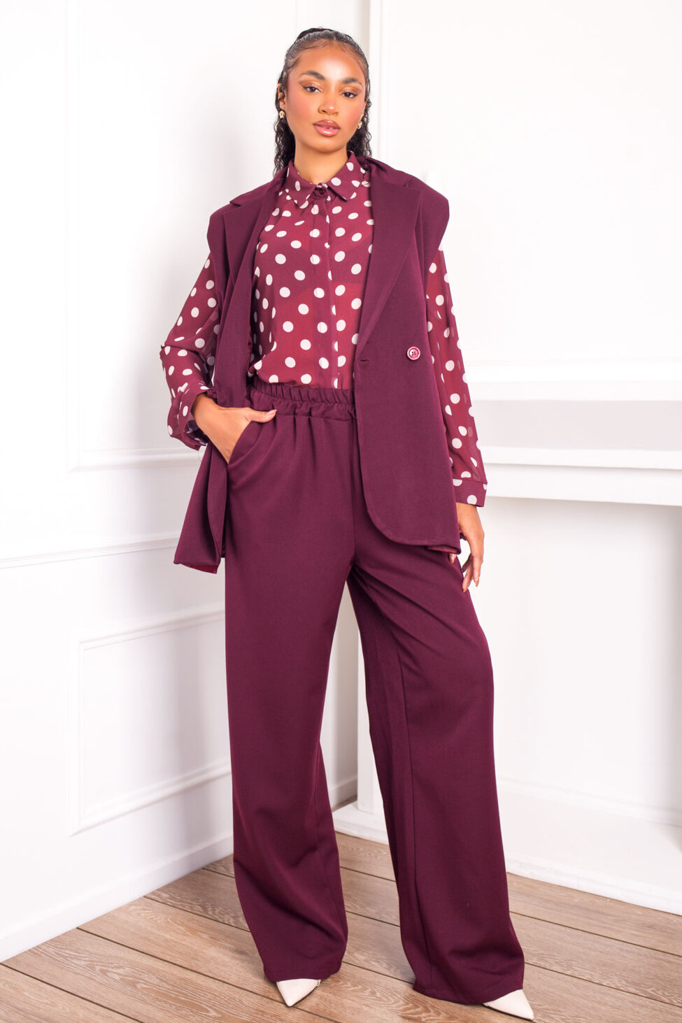 Vance σετ γιλεκο παντελόνι μπορντό - Image 4