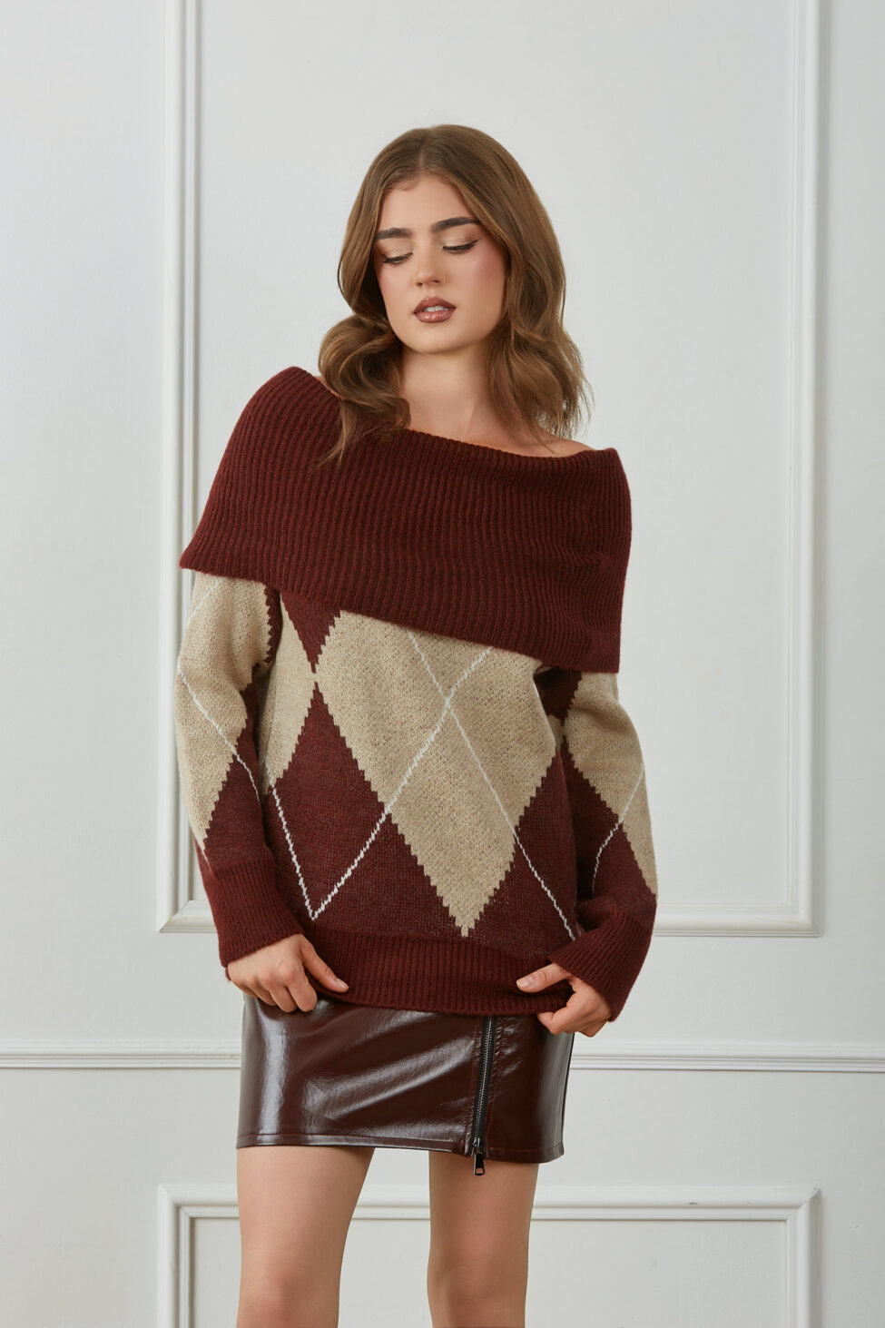 Velmor Πλεκτή Μπλούζα μπορντό - Image 2