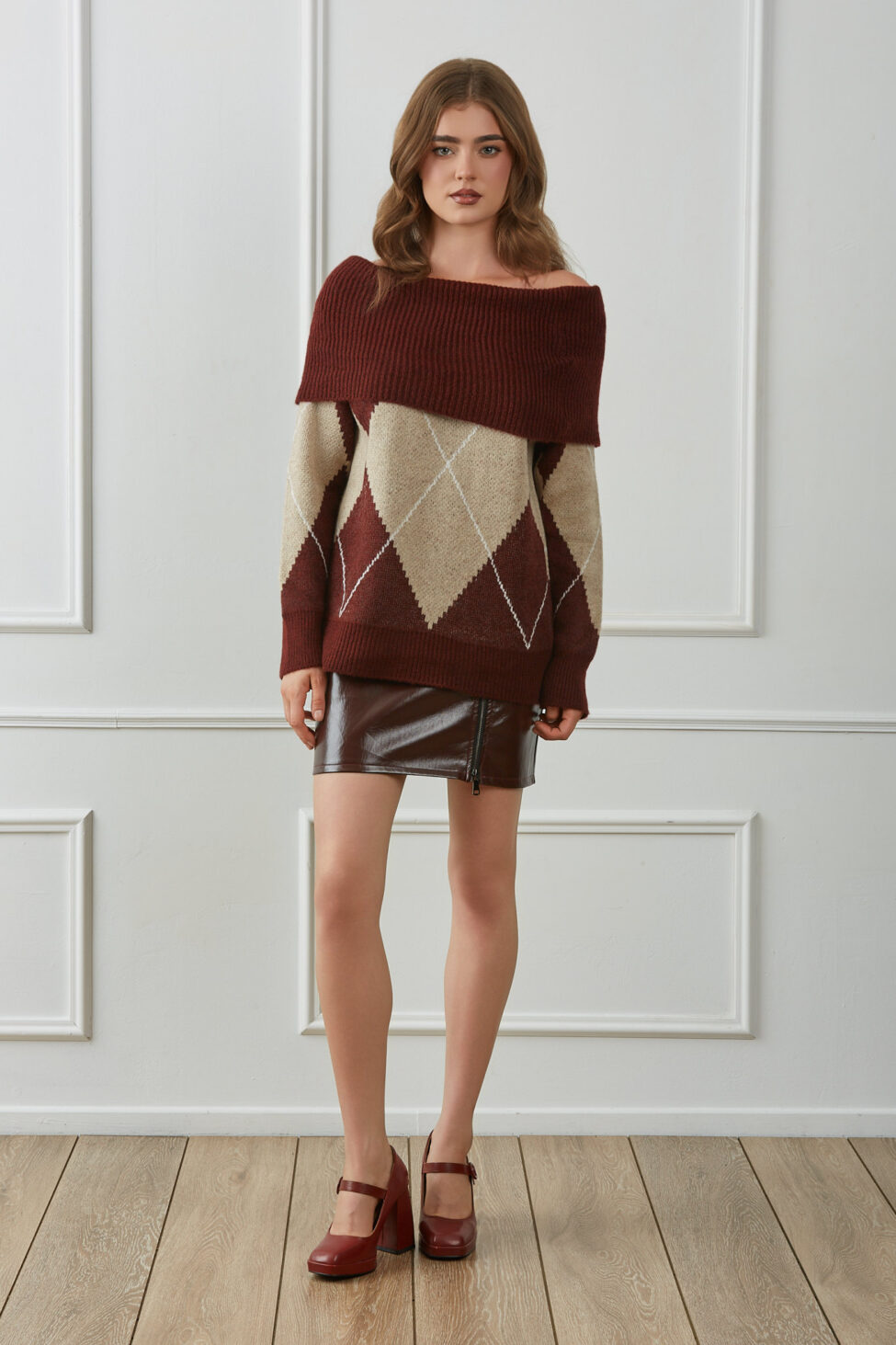 Velmor Πλεκτή Μπλούζα μπορντό - Image 4