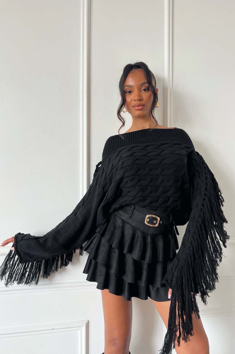 Vida πλεκτή μπλούζα μαύρο - Image 2