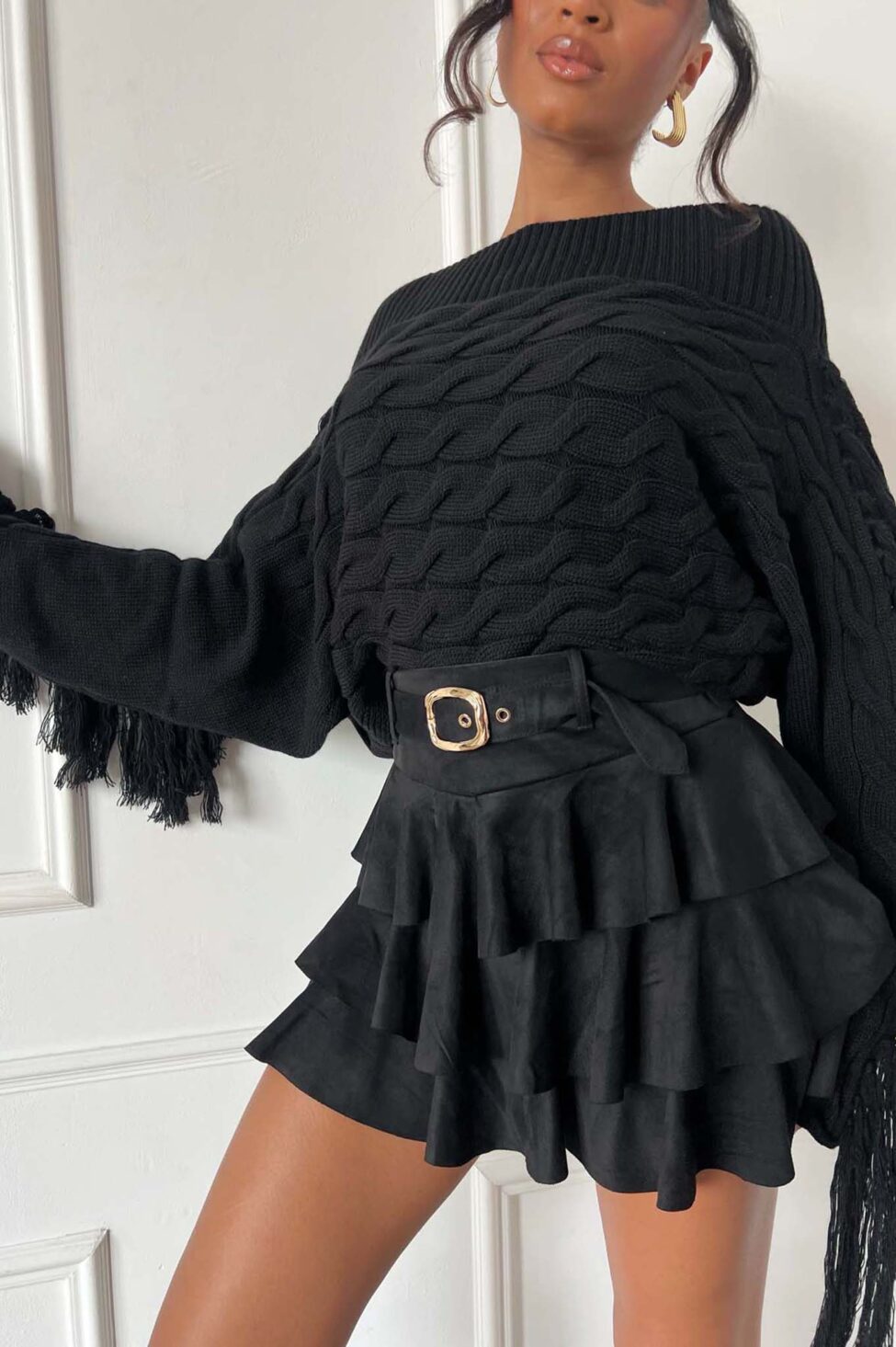 Vida πλεκτή μπλούζα μαύρο - Image 3