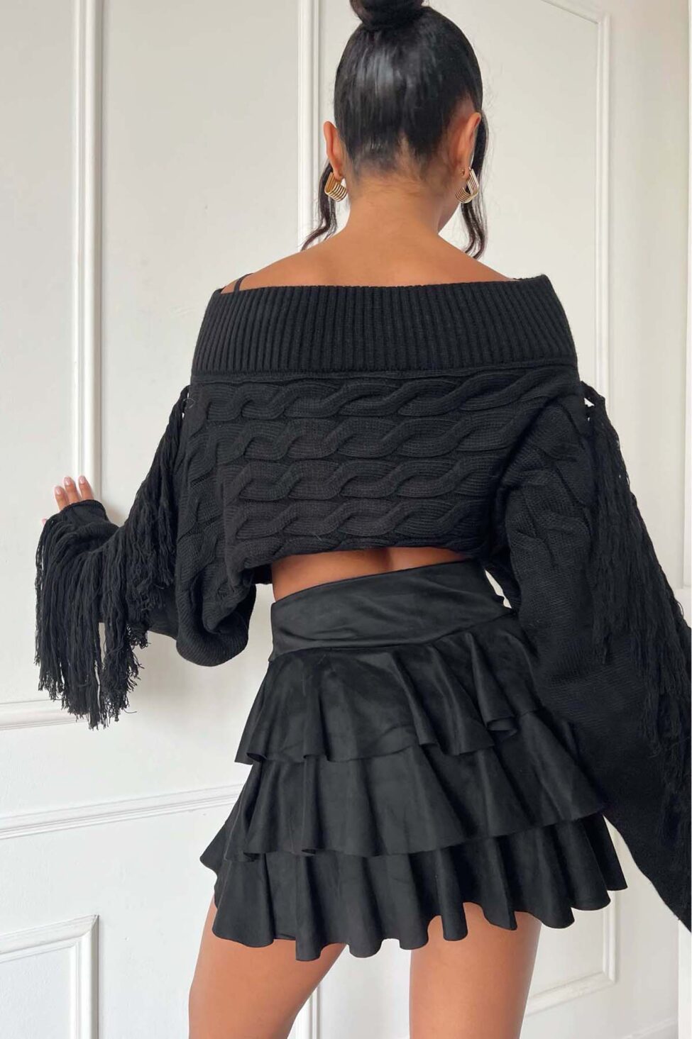 Vida πλεκτή μπλούζα μαύρο - Image 4